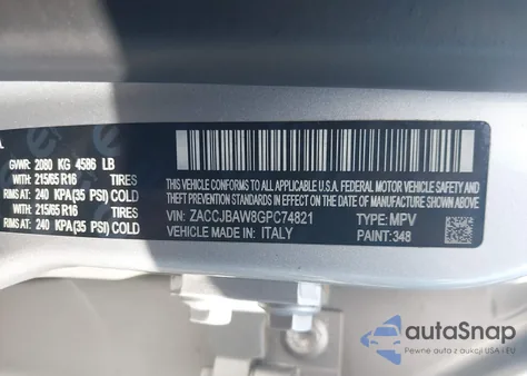 2016 Jeep Renegade Sport from USA, damaged, VIN ZACCJBAW8GPC74821